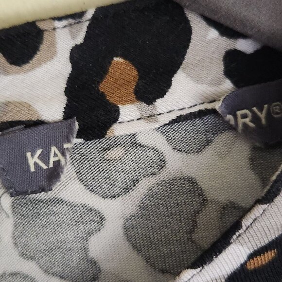 Kate & Mallory Leopard Black Trim Tunic Sharkbite Hem Mobwife Top Size 1X - Picture 4 of 4